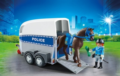 Remorca cu cal Police Playmobil